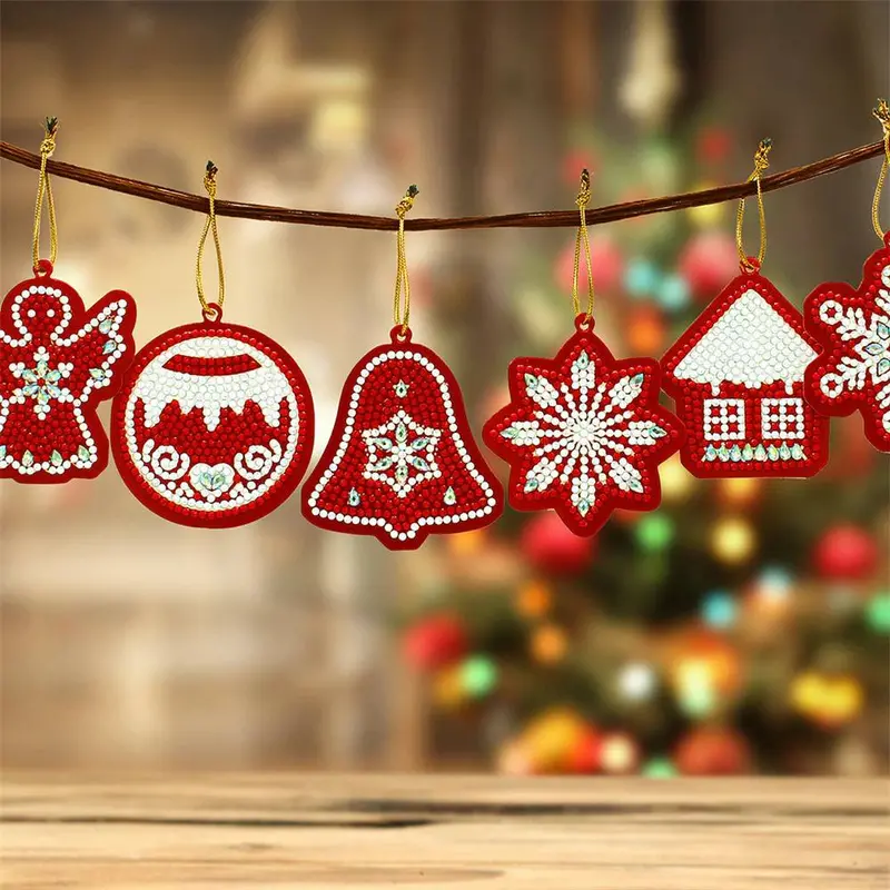 10-Piece Christmas Tree Diamond Embroidery Pendants – Festive Diy Kit 1
