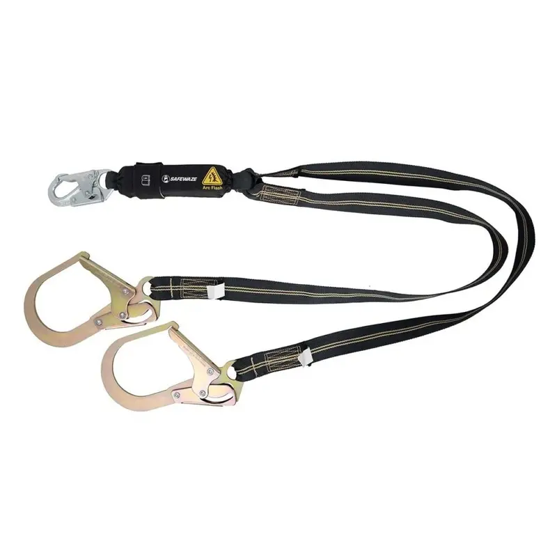 6-Foot Dual-Leg Arc Flash Energy-Absorbing Lanyard With Aramid Webbing, 12-Feet Free-Fall Rating, And Tower Rebar Hook 1
