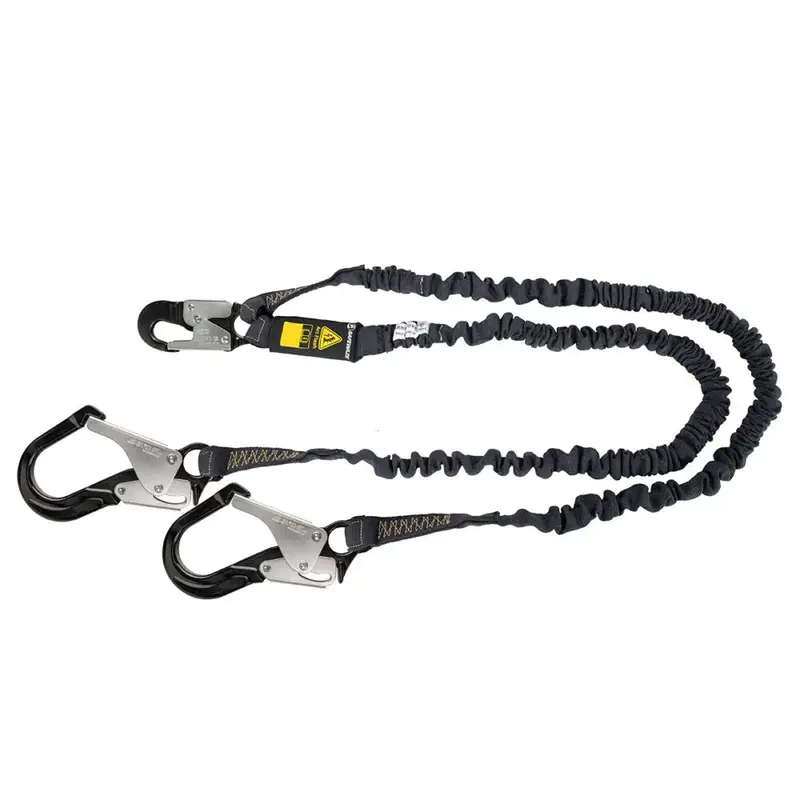 6-Foot Dual-Leg Arc Flash Energy-Absorbing Lanyard With Aramid Webbing And Twin Aluminum Rebar Hooks 1