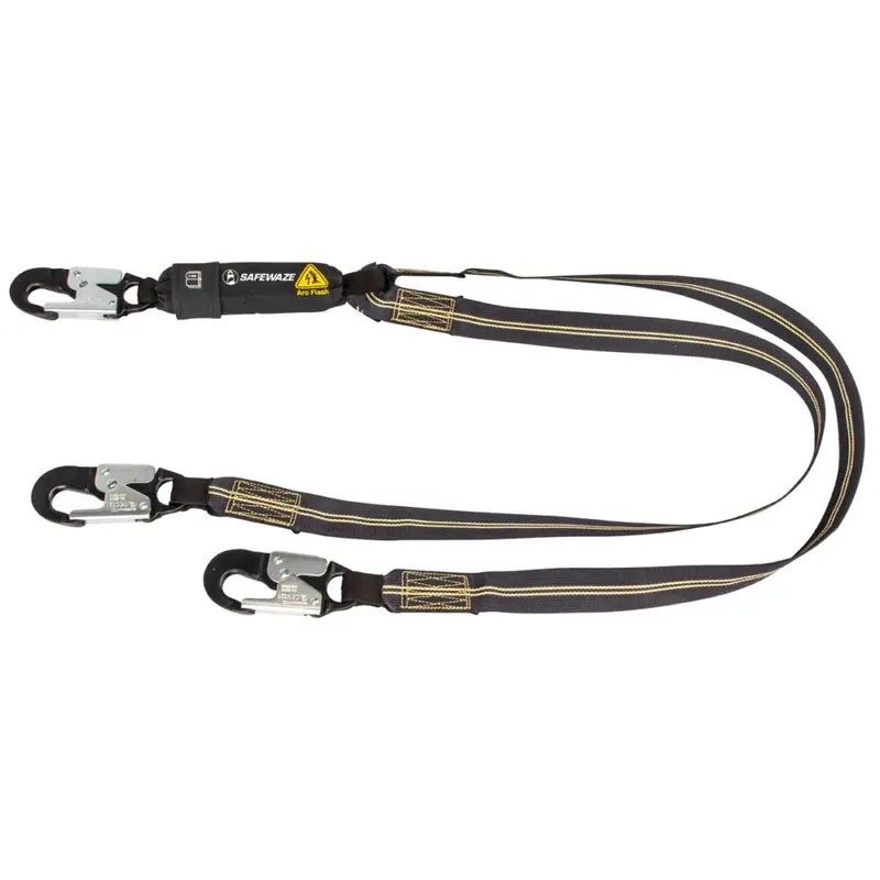6-Foot Dual-Leg Arc Flash Energy-Absorbing Lanyard With Aramid Webbing And Twin Aluminum Snap Hooks 1