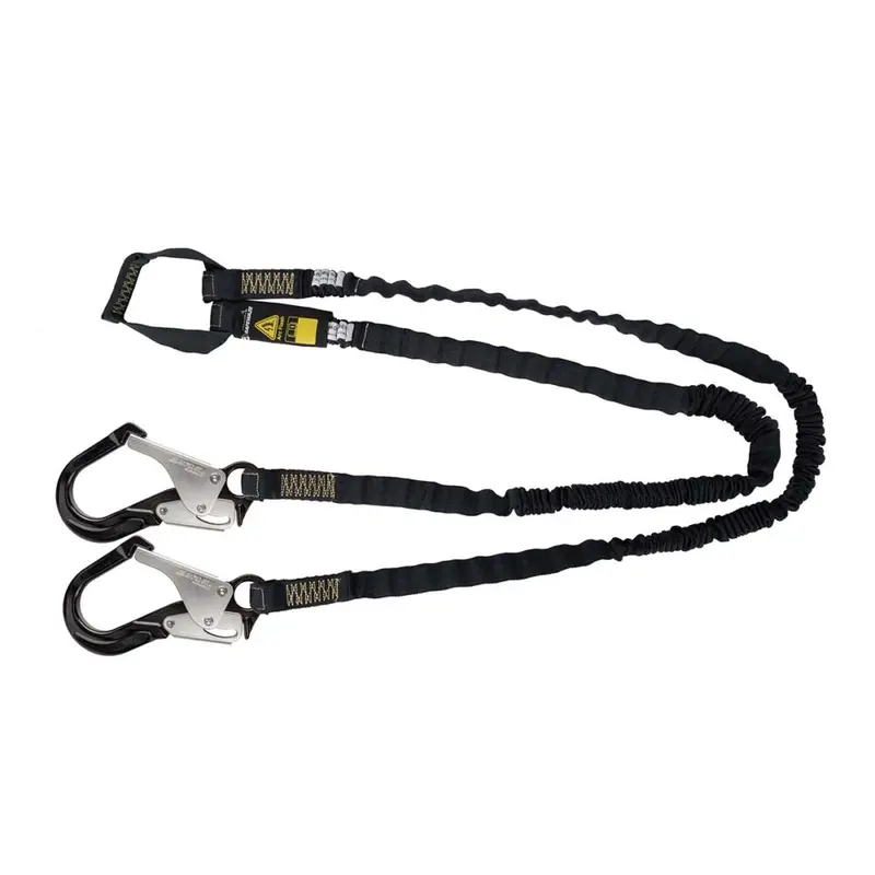 6-Foot Dual-Leg Arc Flash Energy-Absorbing Lanyard With Aramid Webbing, Soft Loops, And Aluminum Rebar Hooks 1