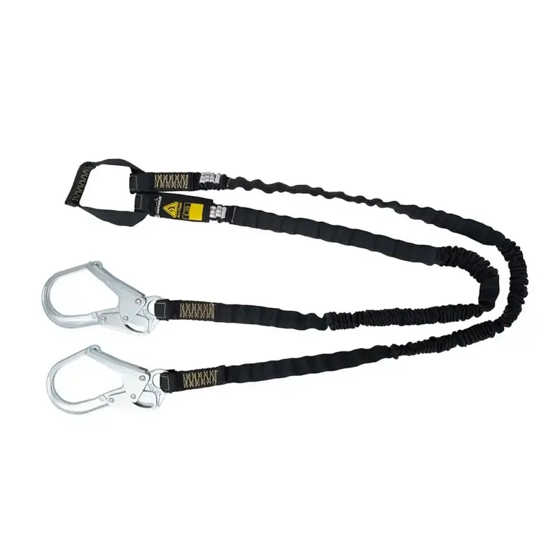6-Foot Dual-Leg Arc Flash Energy-Absorbing Lanyard With Aramid Webbing, Soft Loops, And Rebar Hooks 1