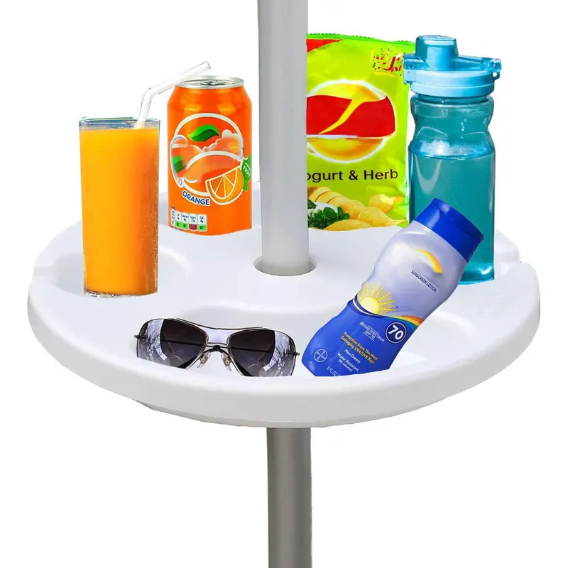 Ammsun 13-Inch Compact Beach Umbrella Table Tray – White 1