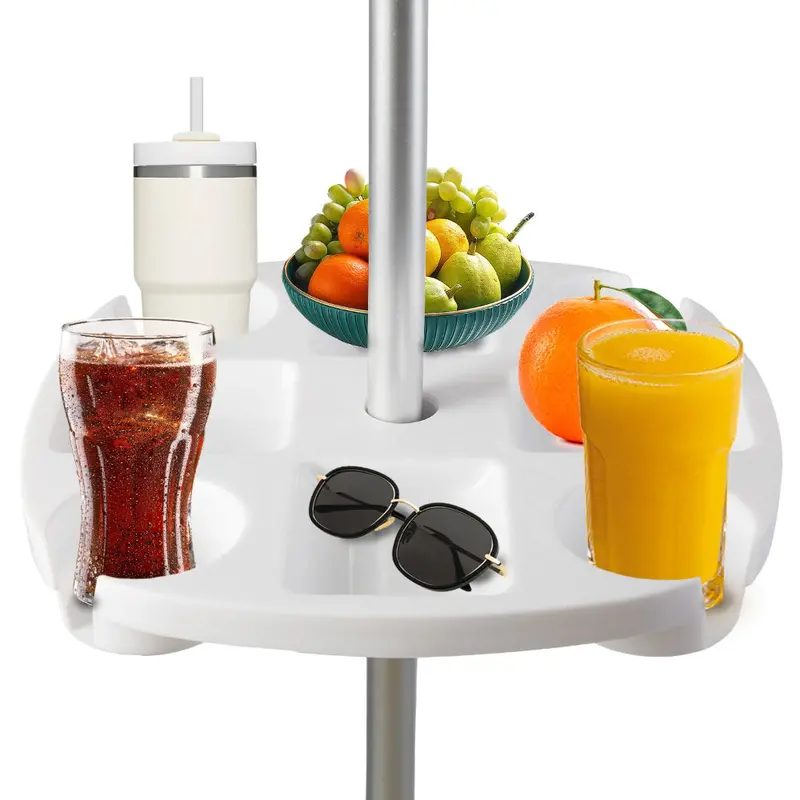 Ammsun 17-Inch Adjustable Beach Umbrella Table Tray – White 1