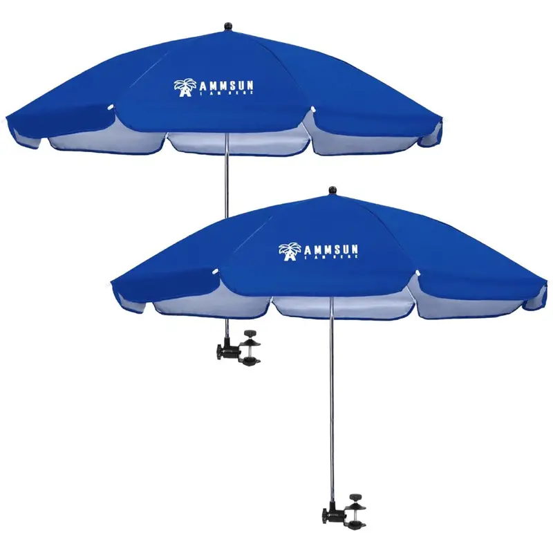 Ammsun 43-Inch Dual-Pack Chair-Side Umbrellas With Universal Clamp – True Blue 1