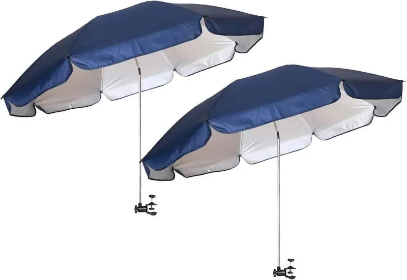 Ammsun 47-Inch Chair Umbrella With Universal Clamp – Navy Blue (2-Pack) 1