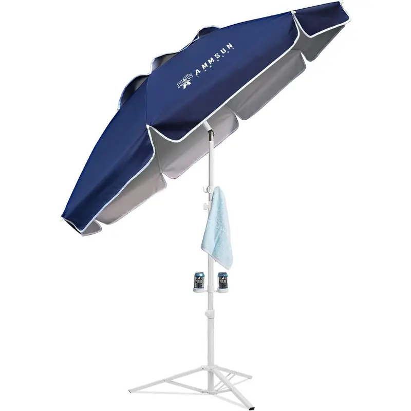 Ammsun 6.5-Foot Dark Blue Portable Sports Umbrella With Stand – Sleek & Weather-Resistant 1