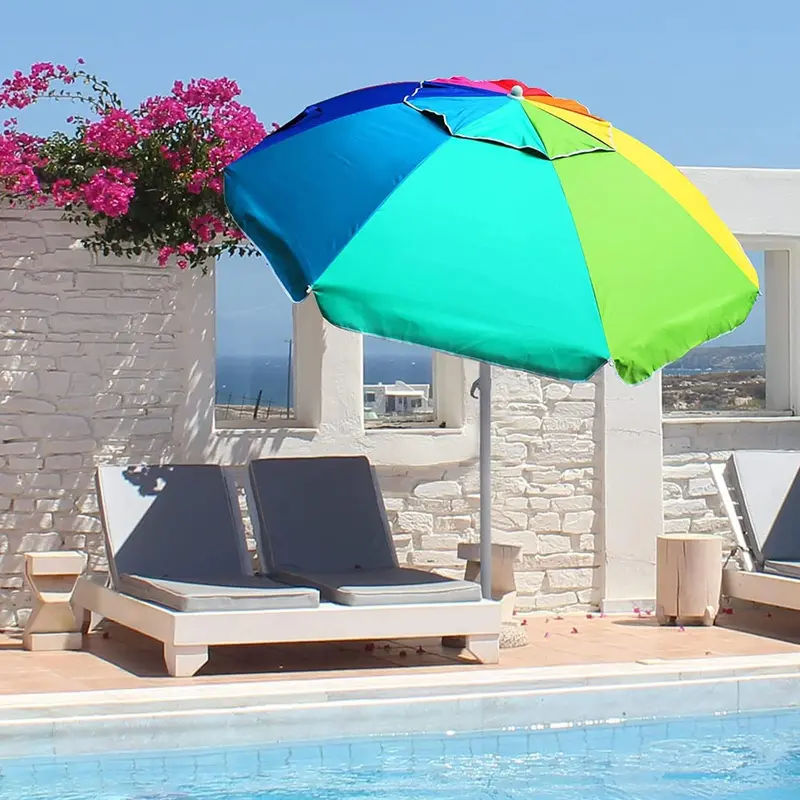 Ammsun 6.5-Foot Outdoor Market Umbrella With Rainbow Design 1