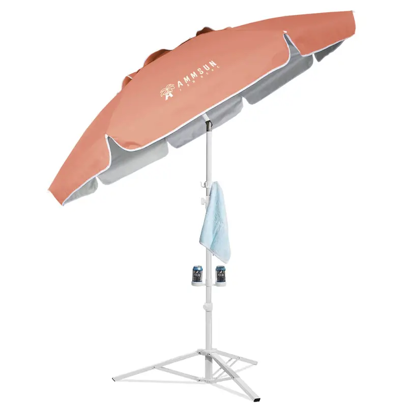 Ammsun 6.5-Foot Portable Sports Umbrella With Stand – Blush Peach And Pink Gradient 1