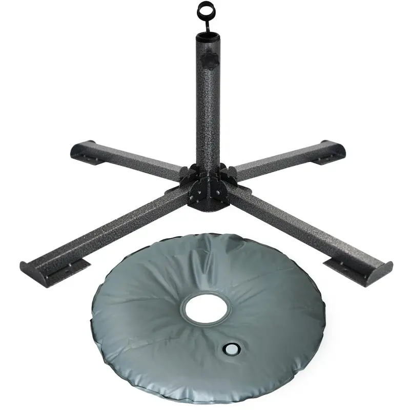 Ammsun Portable Steel Umbrella Stand With Fillable Water Bag – Matte Black 1