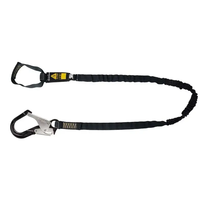 Arc-Flash-Rated 6-Foot Internal Energy-Absorbing Lanyard — Aramid Webbing, Soft Loop, Aluminum Rebar Hook 1