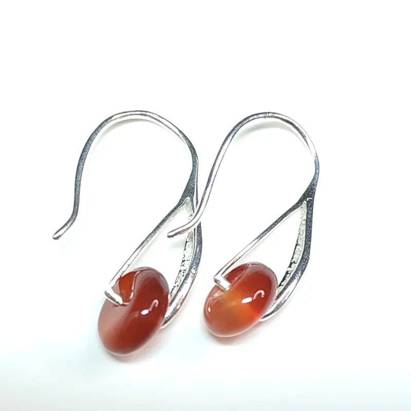 Carnelian Drop Earrings – Warm Stone Comfort Fit Pair 1