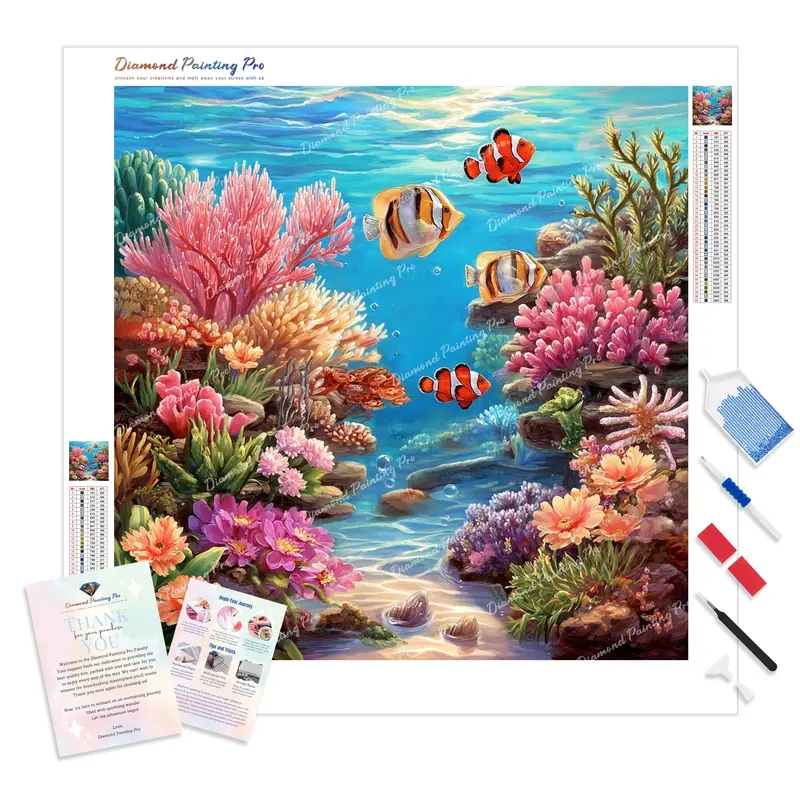 Coral Reef Diamond Painting Kit – Tropical Full-Drill Underwater Scene 1