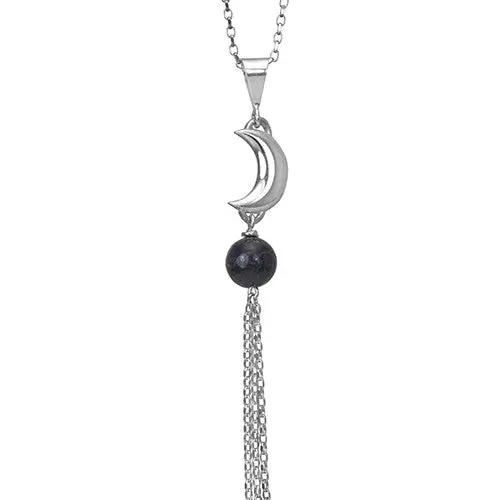 Crescent Moon Pendant Necklace Featuring Blue Pietersite Gemstone 1