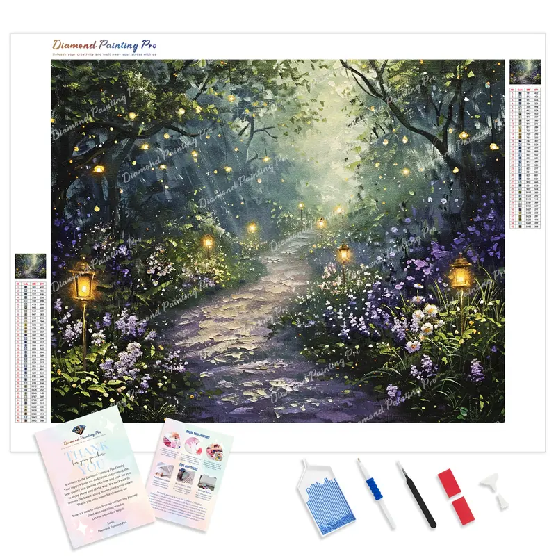 Firefly Trail Diamond Painting – Enchanting Full-Drill Night Scene 1
