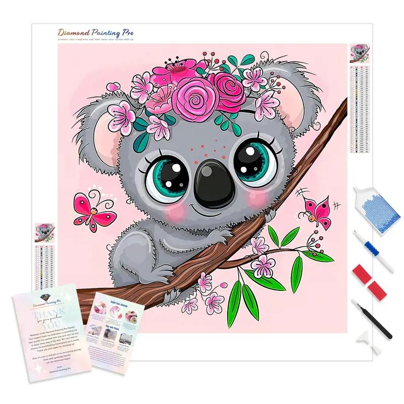 Floral Garden With Koala Hug Diamond Painting 1