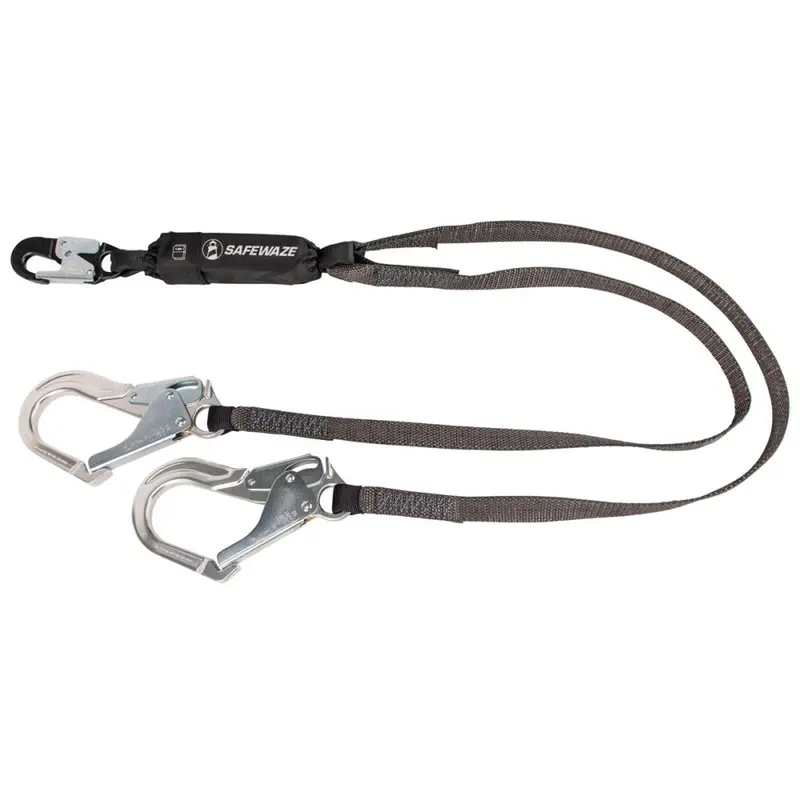 Heavy-Duty 6-Foot Dual-Leg Energy-Absorbing Lanyard With Aluminum Rebar Hooks 1