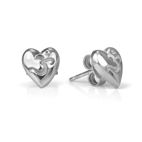 Om Heart Dangle Earrings 1