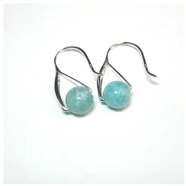 Peruvian Amazonite Hoop Earrings – Comfort Fit Design 1