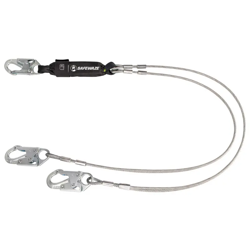 Pro 6-Foot Cable-Type Energy-Absorbing Lanyard With Dual Legs And Snap Hooks 1