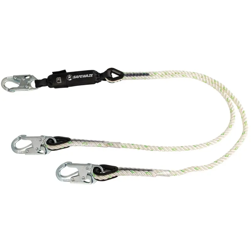 Pro 6-Foot Rope-Type Energy-Absorbing Lanyard With Dual Legs And Snap Hooks 1