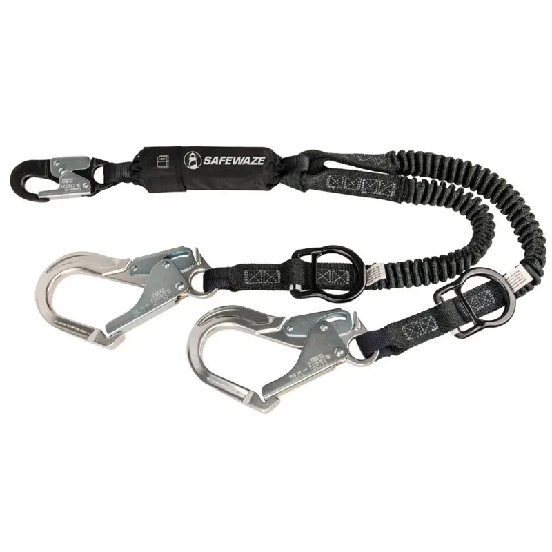 Pro 6-Foot Stretch Energy-Absorbing Lanyard With Dual 12-Foot Free-Fall Legs, Aluminum Rebar Hooks, And Rescue Rings 1