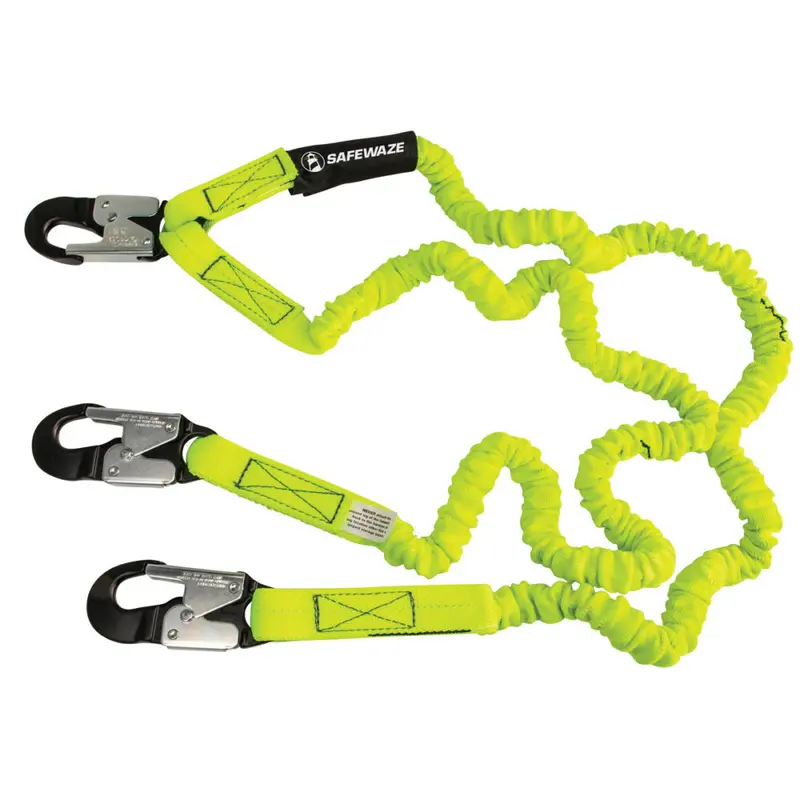 Pro 6-Foot Stretch-Internal Energy-Absorbing Lanyard With Dual Legs And Aluminum Snap Hooks 1
