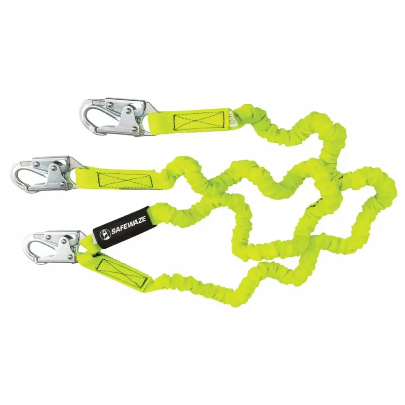 Pro 6-Foot Stretch-Internal Energy-Absorbing Lanyard With Dual Legs And Snap Hooks 1