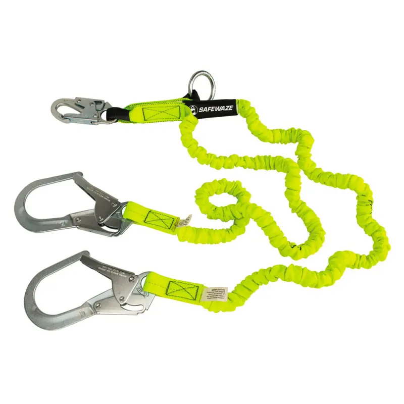 Pro 6-Foot Stretch-Internal Energy-Absorbing Lanyard With Dual Legs, O-Ring, And Rebar Hooks 1