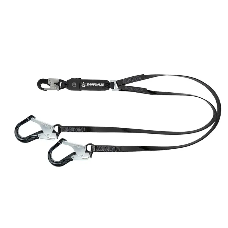 Pro-Shield 6-Foot Dual-Leg Energy-Absorbing Lanyard — Aluminum Rebar Hooks 1
