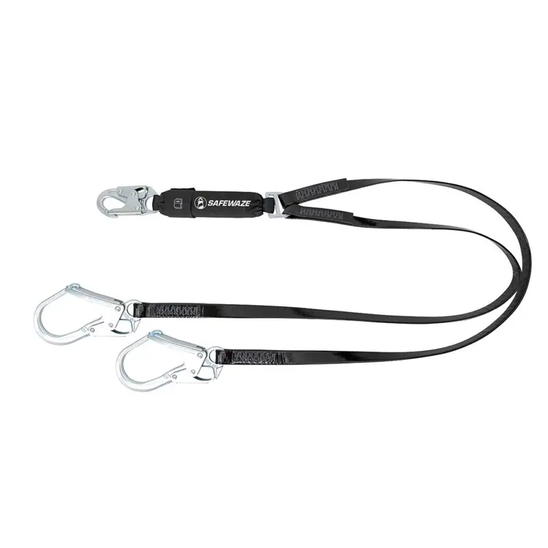 Pro-Shield 6-Foot Dual-Leg Energy-Absorbing Lanyard — Rebar Hooks 1