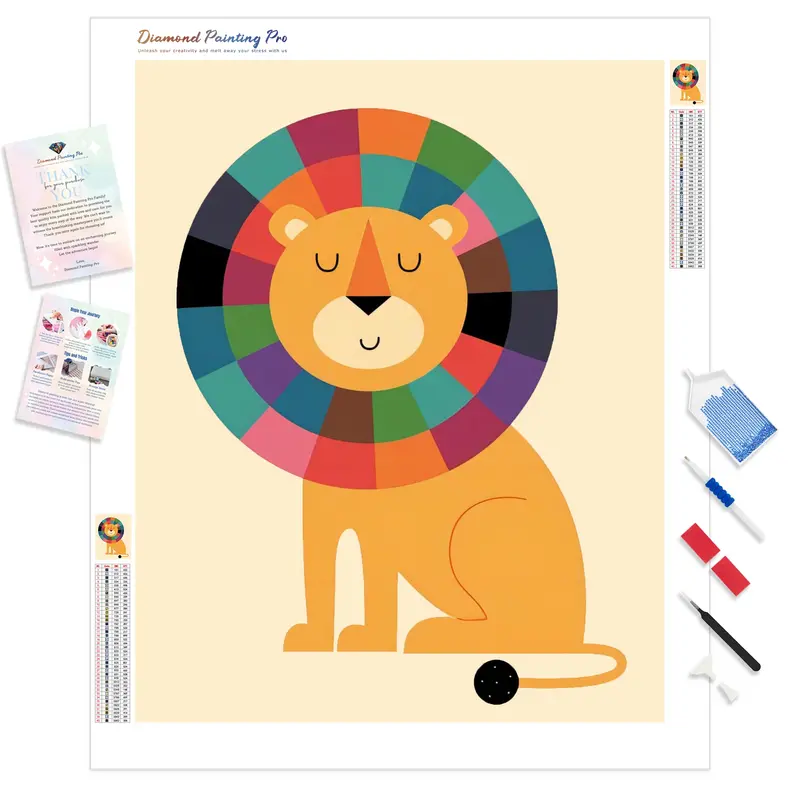 Rainbow-Maned Lion Diamond Painting 1