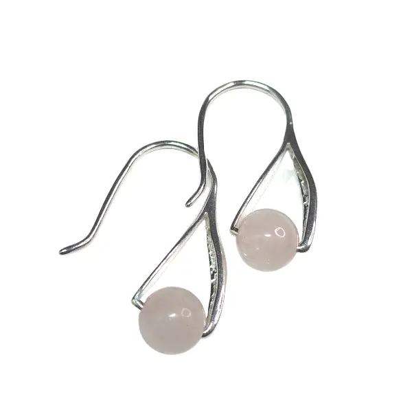 Rose Quartz Stud Earrings – Soft Pink Healing Stone Pair 1