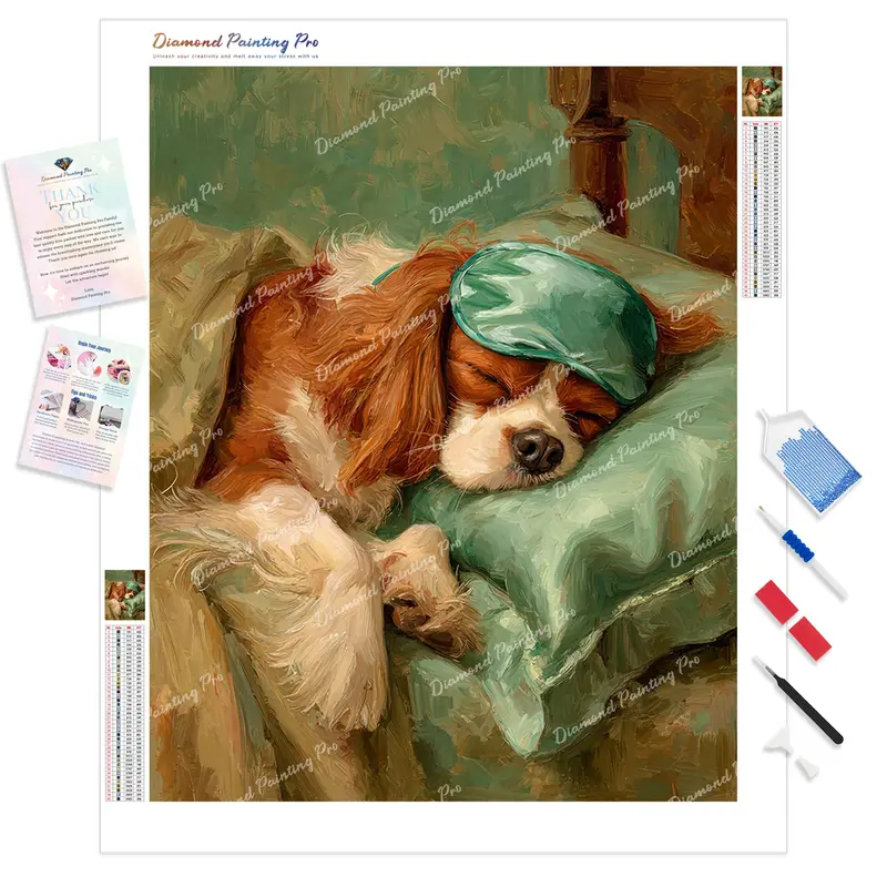 Spaniel Soft Nap Diamond Art Kit – Calming Full-Drill Dog Illustration 1