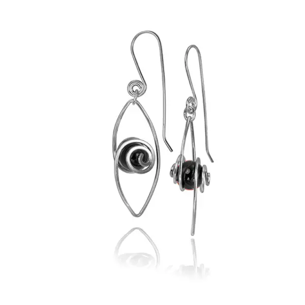 Spiral-To-Leaf Statement Earrings With Freshwater Pearl 1