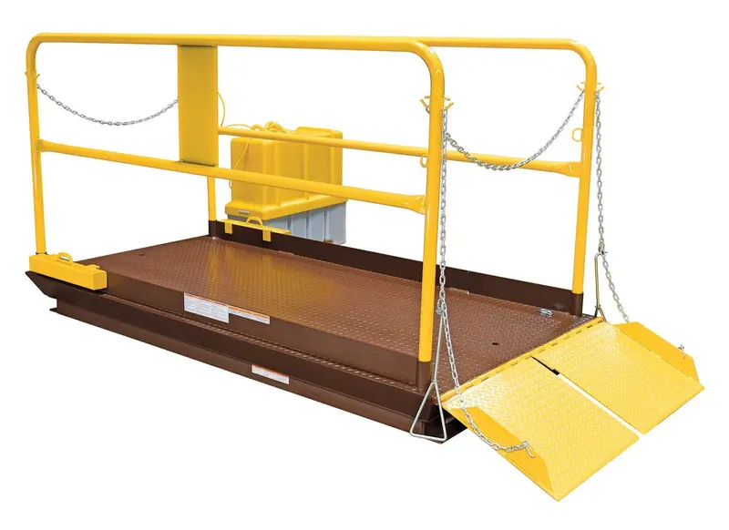 Steel Scissor Dock Lift – Compact 6 Ft × 8 Ft Design, 8,000 Lb Capacity (Brown/Yellow) 1