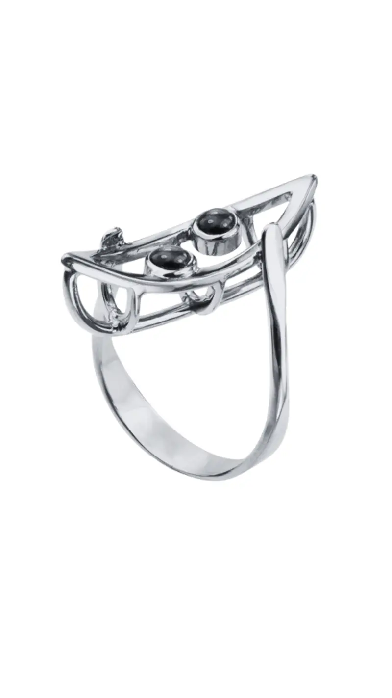 Sterling Silver Canoe Pendant In Motion Design 1