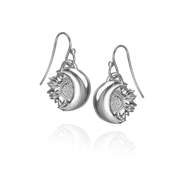 Sunflower And Moon Drop Earrings 1