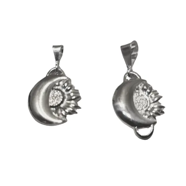 Sunflower & Crescent Moon Dual-Pendant Set – Small & Medium 1