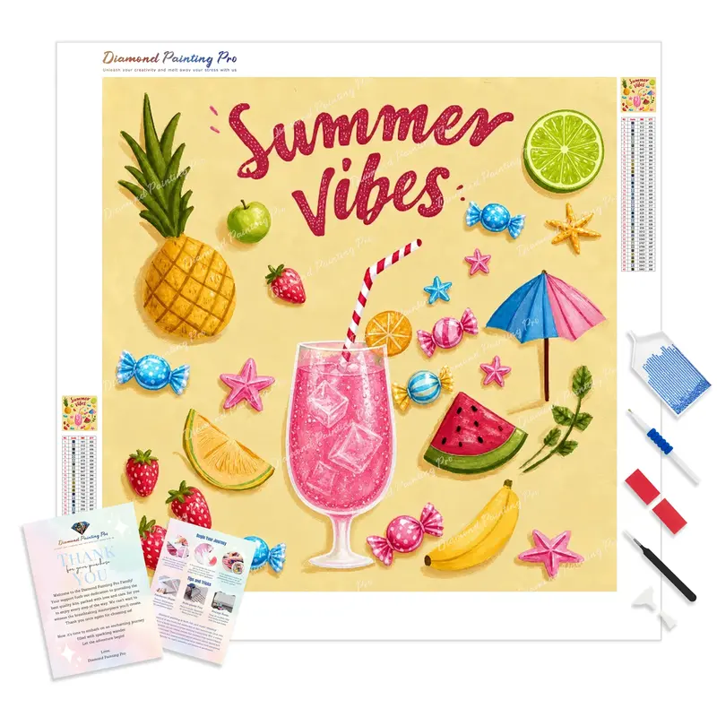 Sweet Summer Vibes Diamond Painting Kit – Cheerful Full-Drill Craft Design 1