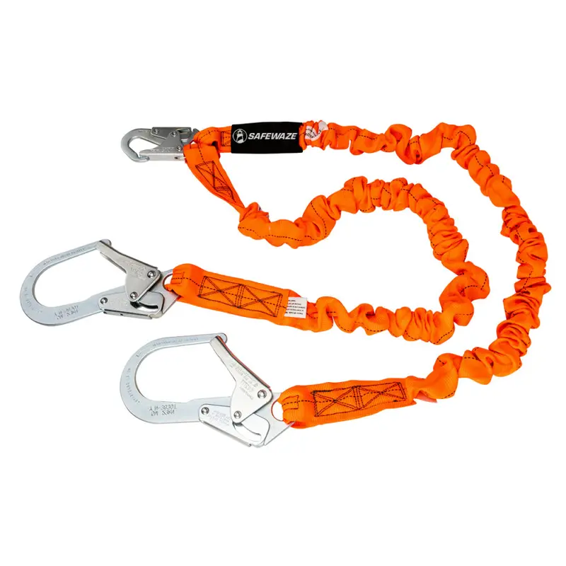 V-Line 6-Foot Stretch Internal Energy Absorbing Lanyard With Dual Rebar Hooks 1