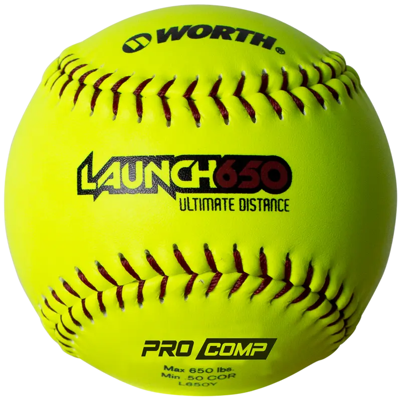 Worth Launch 650 Ultimate Distance Slowpitch Softballs – 12", 50/650 Compression (L650Y) 1